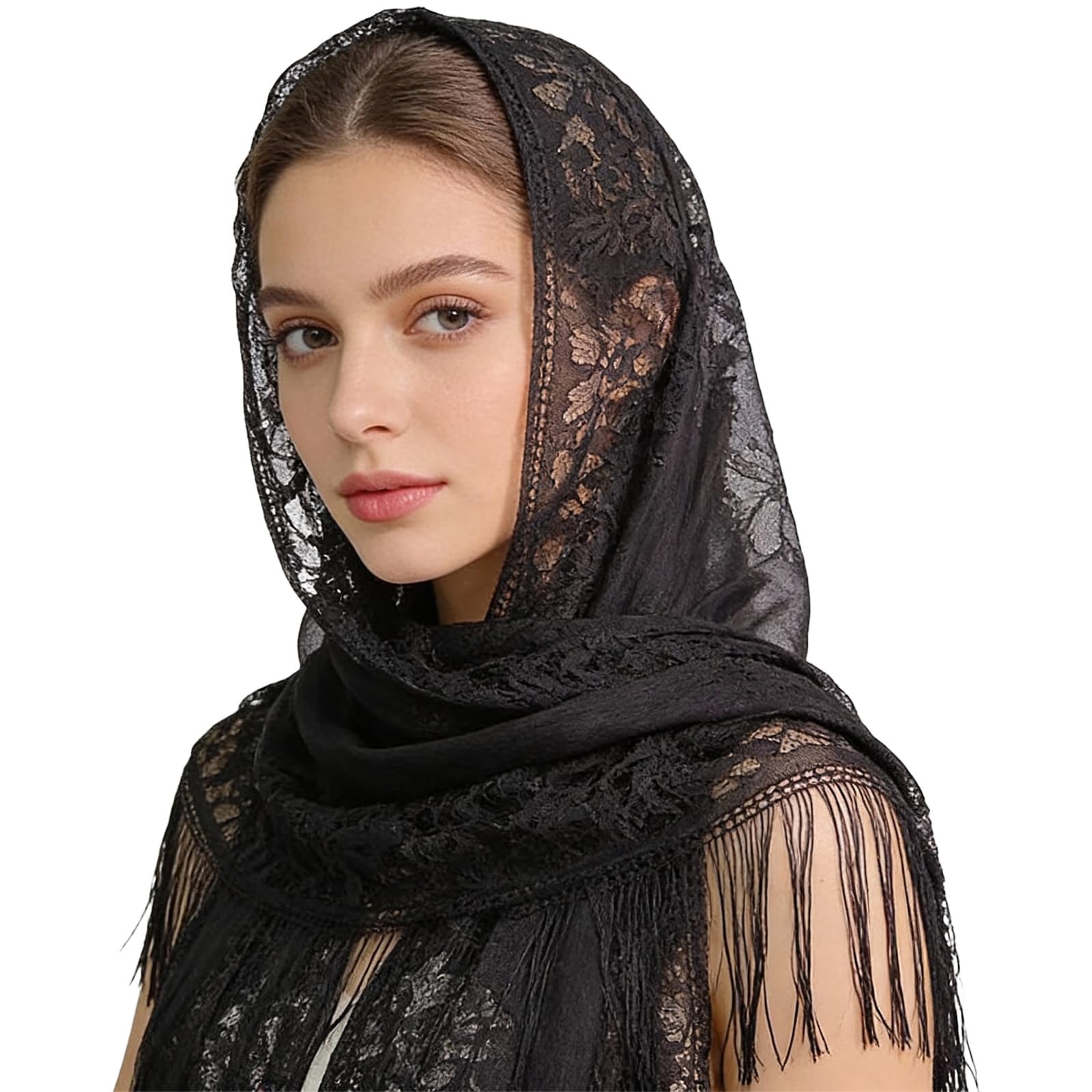 Cuixia Lace Shawls and Wraps, Ladies' Autumn Lace Wrap, Black 1 Pcs