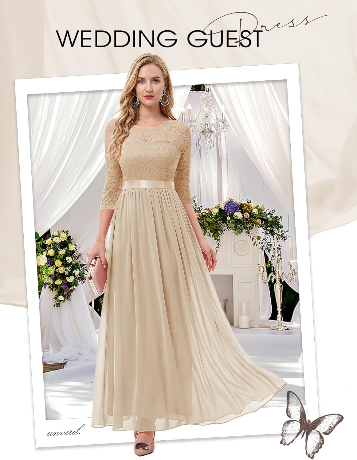 BeryLove Women Long Sleeve Formal Party Dress Lace Wedding Guest Maxi Dresses Elegant Cocktail Evening Gowns - Image 4