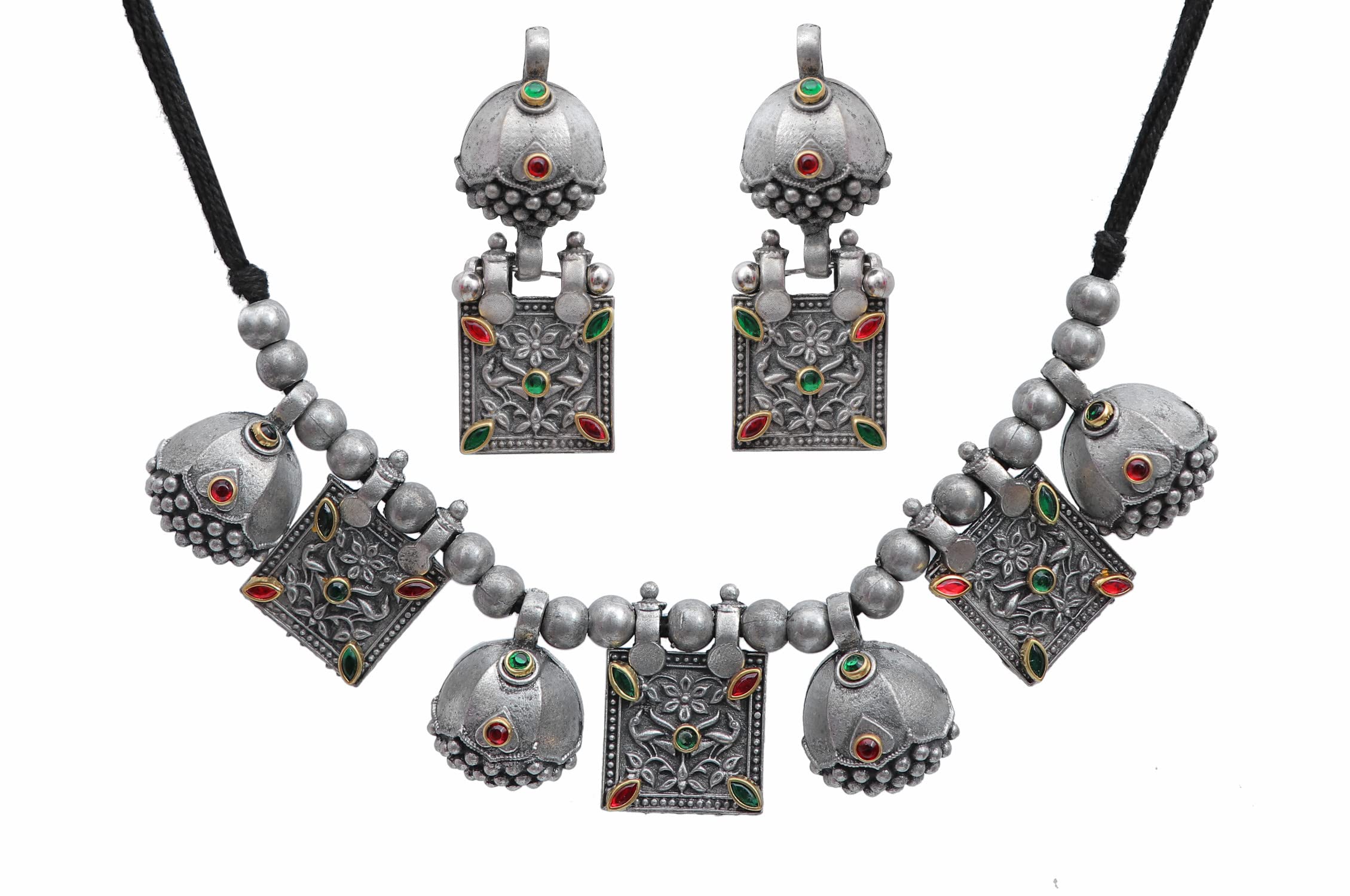 Traditional Oxidized Afghani Tribal Brass Gypsy Ethnic Fashion Tribal Choker Thread Necklace Earrings Jewelry for Women Girls Multicolor (B0BSF816PQ) Amazon Price History, Amazon Price Tracker