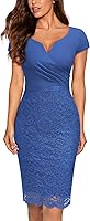Vista 1 de Miusol Vestido de cóctel con volantes y encaje floral con cuello en V para mujer