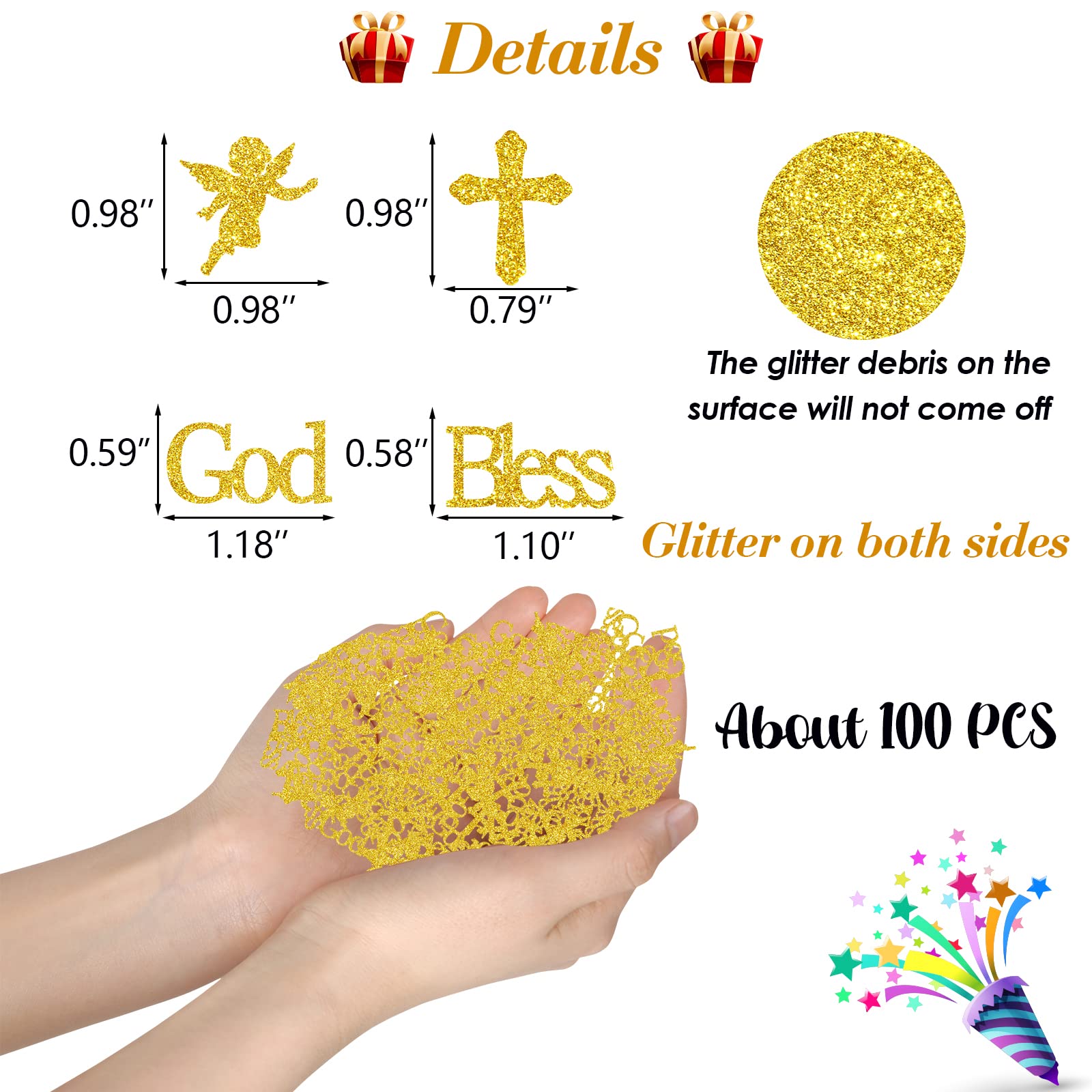520Pcs Cross Confetti Glitter - Silver Foil Cross Table Scatter For Weddings, Baptisms & Religious Parties