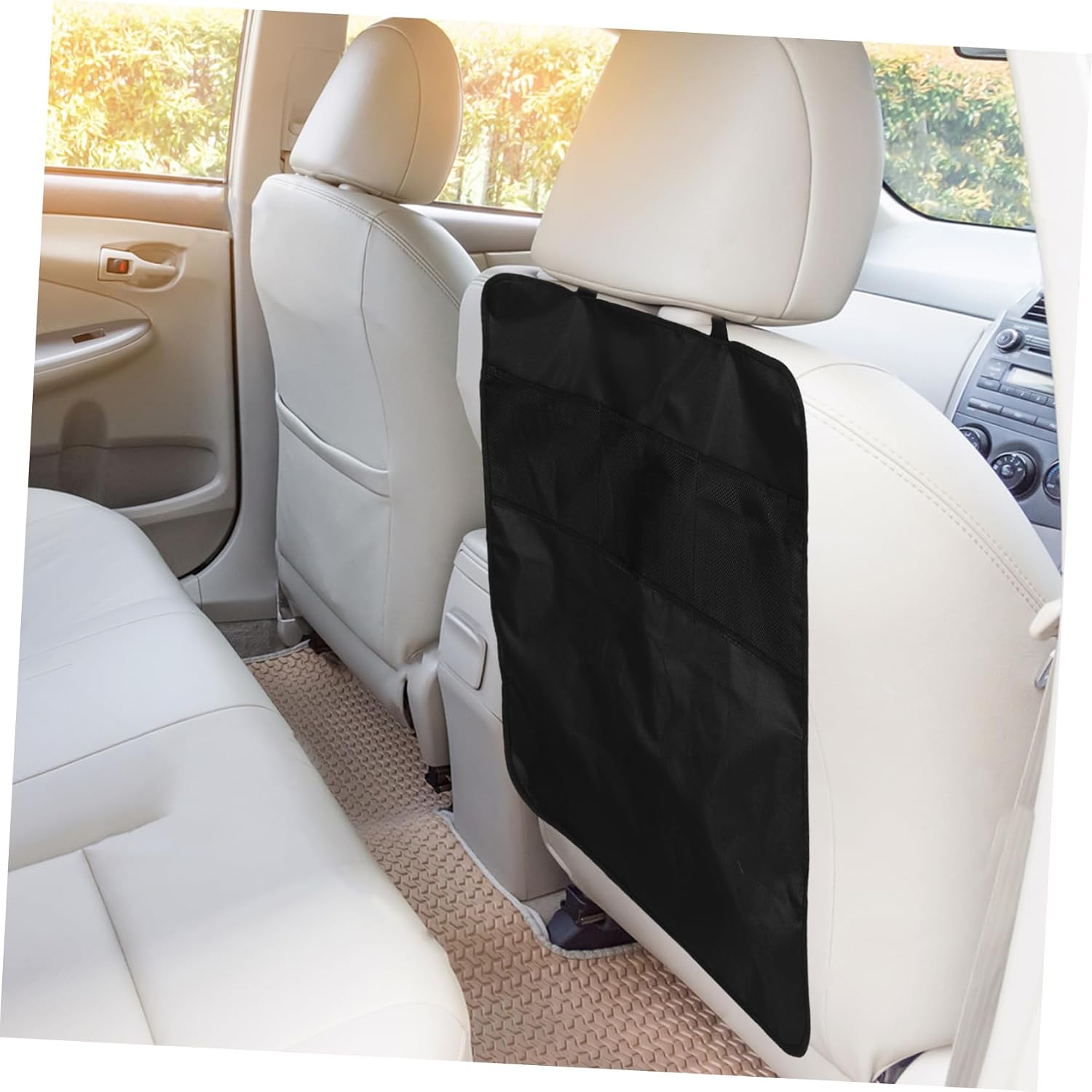 Car Seat Back Organizer -kick Mat Ample Storage Pockets for Phones Magazines and Cups Versatile Car Storage for Backseat Use