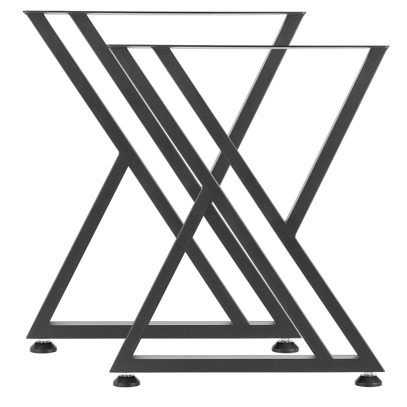 VEVOR Gambe per Tavolo in Acciaio, Gambe per Scrivania Smontabili, Struttura a X Stabile, Installazione Semplice, Carico Massimo di 1000 kg, per Tavoli da Caffè e da Bar, 74 x 61 cm, 2 Pezzi, Nero