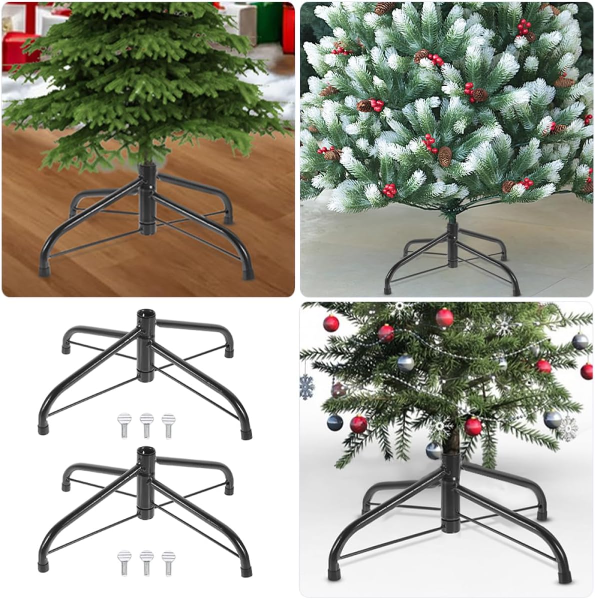 Cabilock 2pcs Christmas Tree Stand Bracket Artificial Christmas Tree Holders for Easy Assembly and Stability for Festive Decor