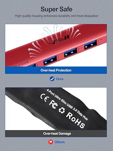 Miniatura 5 de Concentrador USB 3.0, extensor divisor USB de 4 puertos, adaptador portátil multipuerto de datos para laptop, Xbox, unidad flash, disco duro,