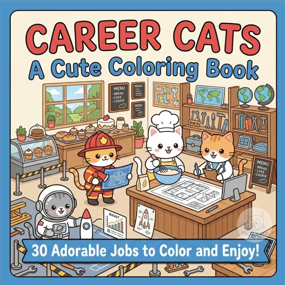CAREER CATS A cute Coloring book: 30 Adorable jobs to color and Enjoy!