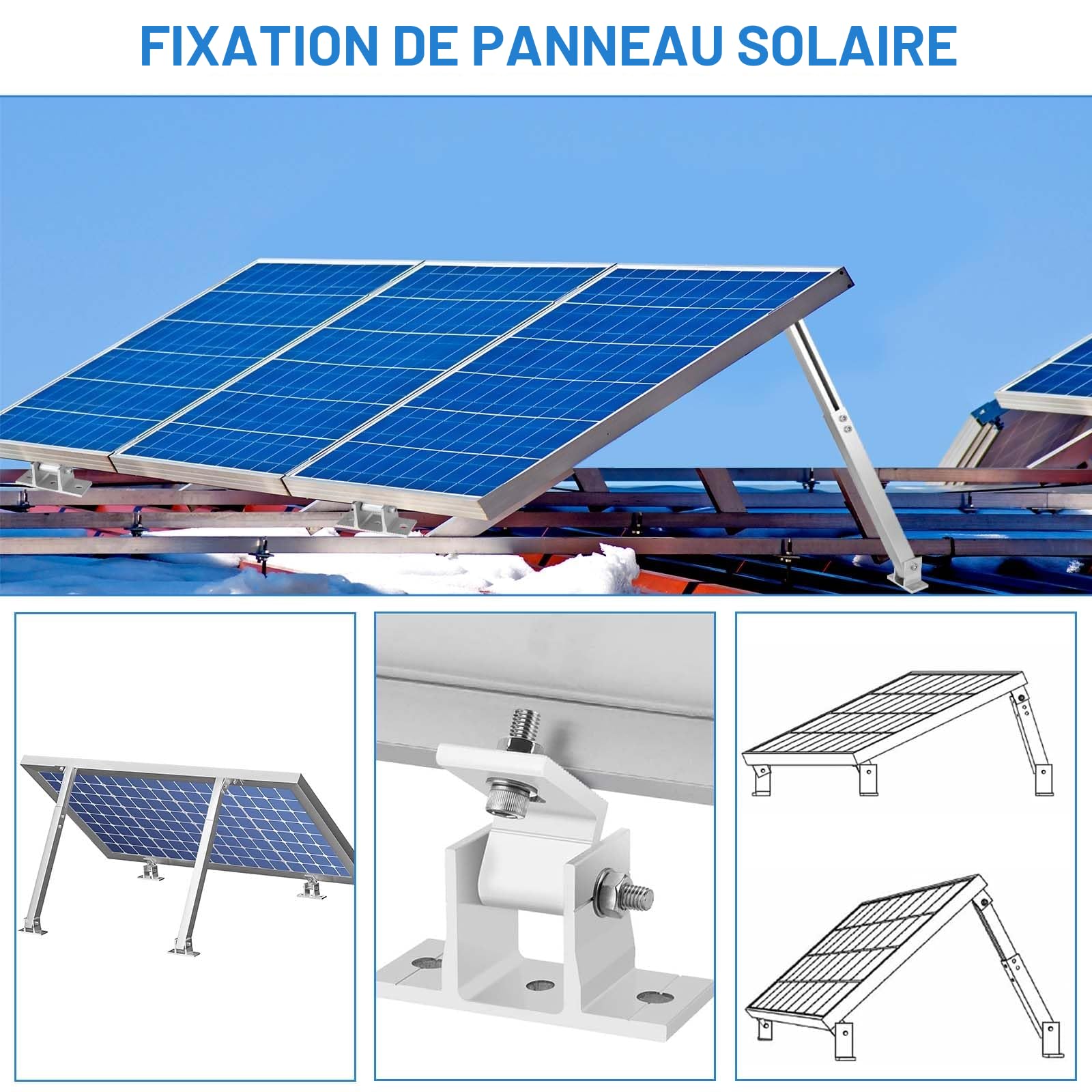 Royouzi Support Panneau Solaire, Support Panneau Solaire Sol en Aluminium | Angle Ajustable 15°- 30° (2)