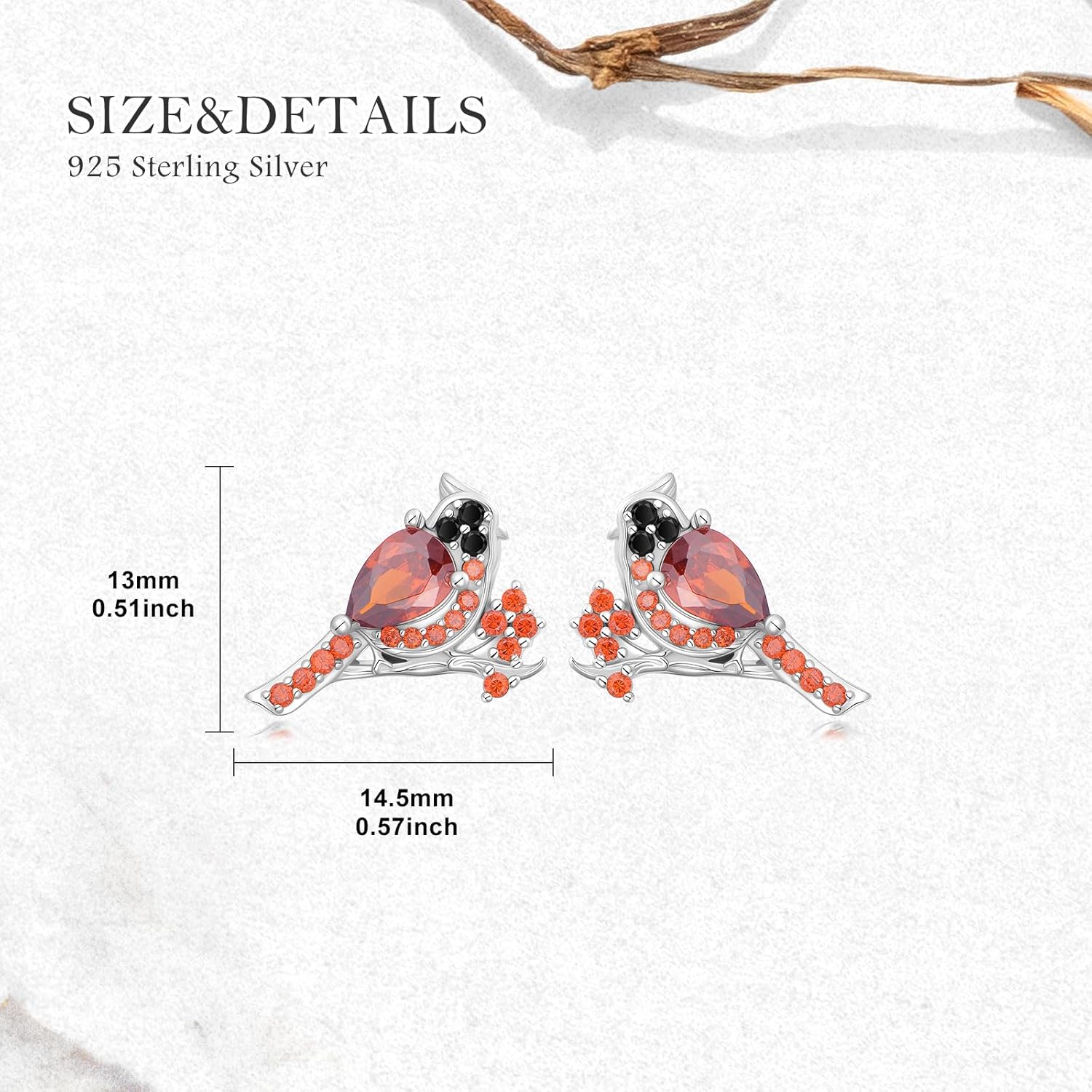 LONAGO Cardinal Stud Earrings Red Cardinal Earring Jewelry Gift for Women - Image 6
