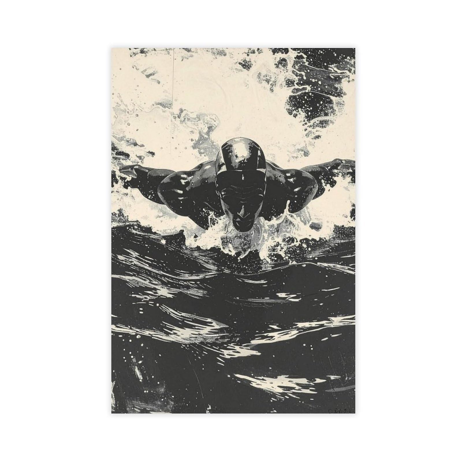 MRYCQ Vintage Swimmer Poster Canvas Poster for Dorm Room Decor Gift