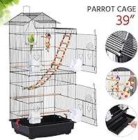 Vista 4 de Yaheetech Jaula de 39 pulgadas para pájaros de techo grande para loros pequeños, cacatúas, periquitos del sol, conure de mejillas verdes