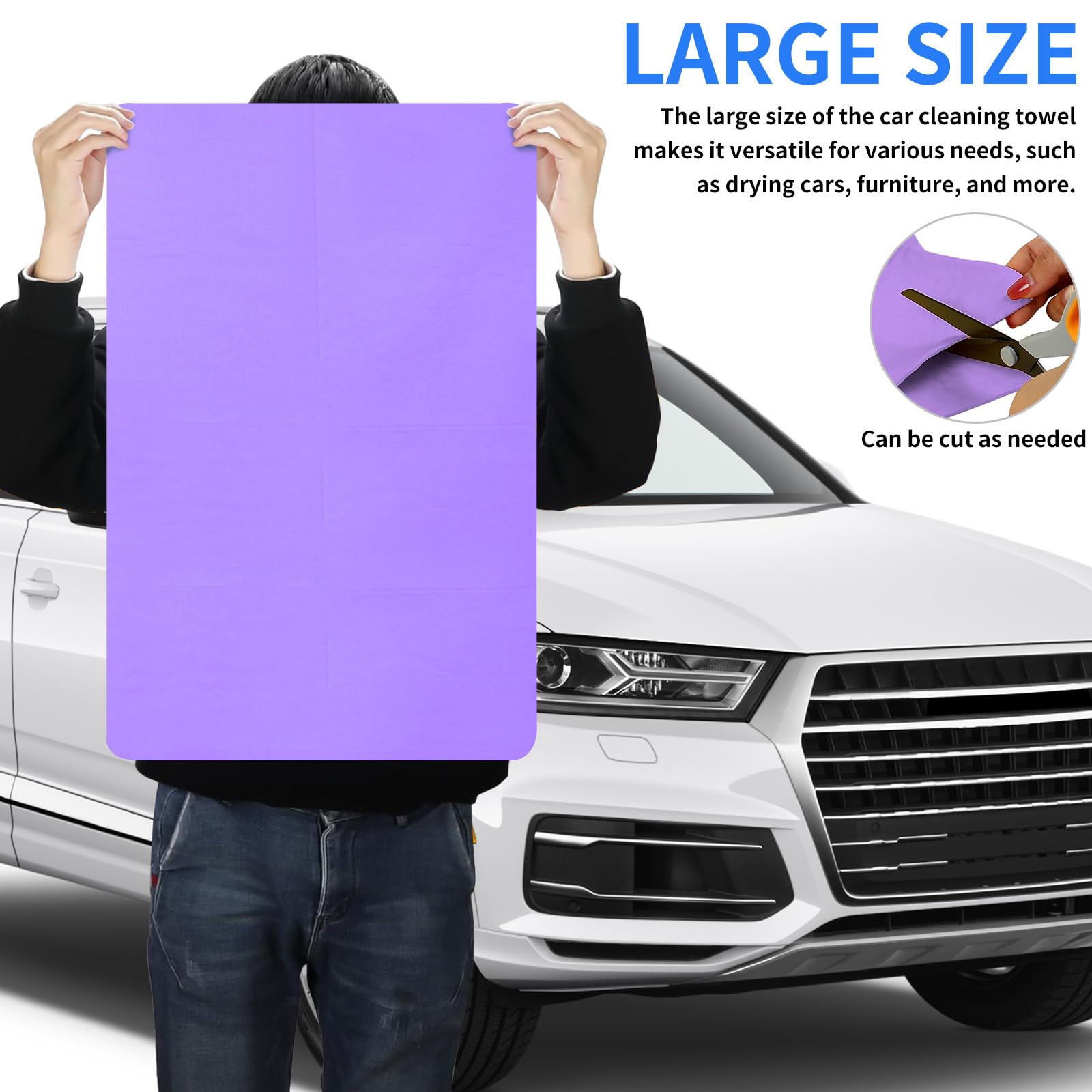 POPETPOP Asciugamani per Lavaggio Auto 66x43cm in Finta Pelle Scamosciata Set 2 Pezzi Asciugamano Assorbente Resistente allo Sbiadimento, per Asciugare e Pulire Veicoli