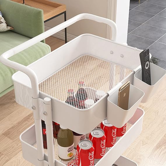 Hanging Cup Holder, 6 Pack Space Saving Utility Cart Rolling Cart Accessories Hanging Storage Basket Pencil Holder Makeup Organizers Storage Accessories, White