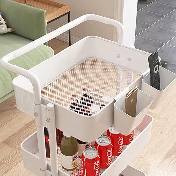 Hanging Cup Holder, 6 Pack Space Saving Utility Cart Rolling Cart Accessories Hanging Storage Basket Pencil Holder Makeup Organizers Storage Accessories, White