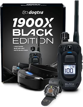 Dogtra 1900X Black Edition E-Collar - 1 Mile Range, Dogs 45 lbs+, IPX9K Waterproof, 100 Stimulation Levels, Vibration, Tone, Rechargeable - Ideal for Dog Owners and Professional Trainers