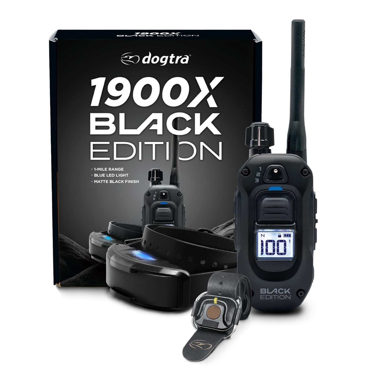 Dogtra 1900X Black Edition E-Collar - 1 Mile Range Dogs 45 lbs IPX9K Waterproof 100 Stimulation Levels Vibration