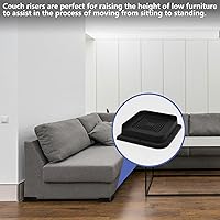 Vista 5 de Paquete de 4 elevadores de cama de 1 pulgada, elevadores de muebles de 2 pulgadas, negros, elevadores de cama resistentes para mesa, sofá, silla
