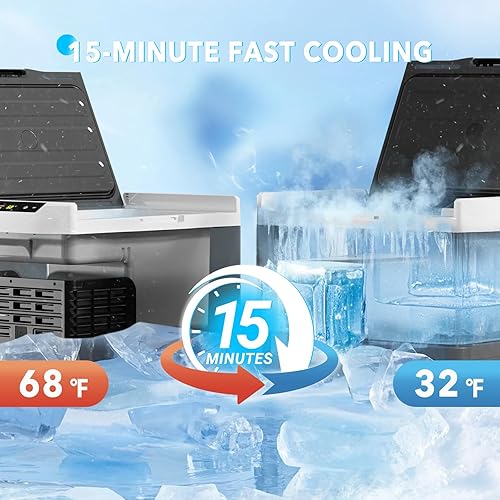 Miniatura 4 de Refrigerador portátil para automóvil de 42 cuartos de galón, refrigerador congelador de 12 voltios con ruedas, de -4  a 68 , enfriador eléctrico con