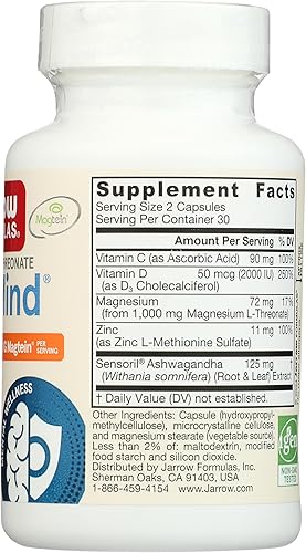 Miniatura 5 de Jarrow Formulas L-treonato de magnesio, MagMind Immuno-Stress, suplemento dietético con Ashwagandha y apoyo inmunológico, vitaminas C y D, 60