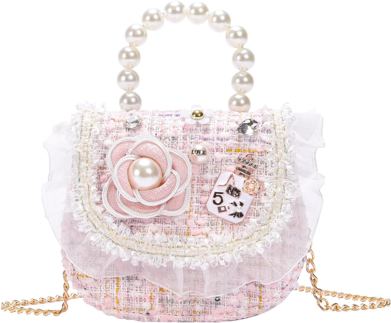 JTao-tec Girls Princess Purses Cute Bunny Toddler Crossbody Bag Handbag with Pearl Handle Shoulder Chain Bag