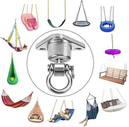 Miniatura 5 de Silent Bearing Swing Hanger resistente, a prueba de óxido SUS, capacidad de 1500 libras, rotación de 360 grados, patio de recreo, porche, yoga,