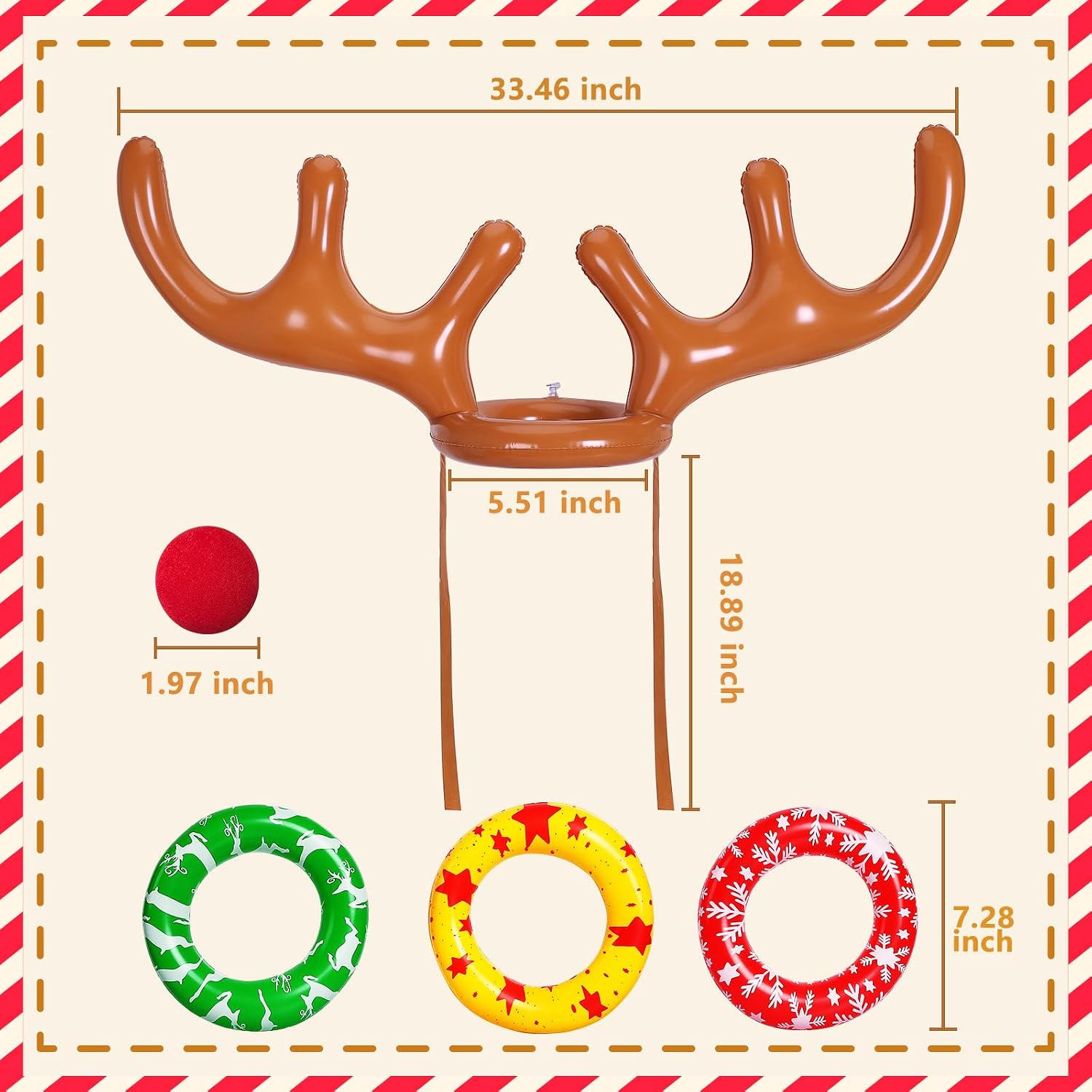 MGparty Christmas Inflatable Reindeer Antler Toss Games Xmas Ring Toss Game for Kids Teens Adults Indoor Outdoor Family Holiday Party Gifts image 3