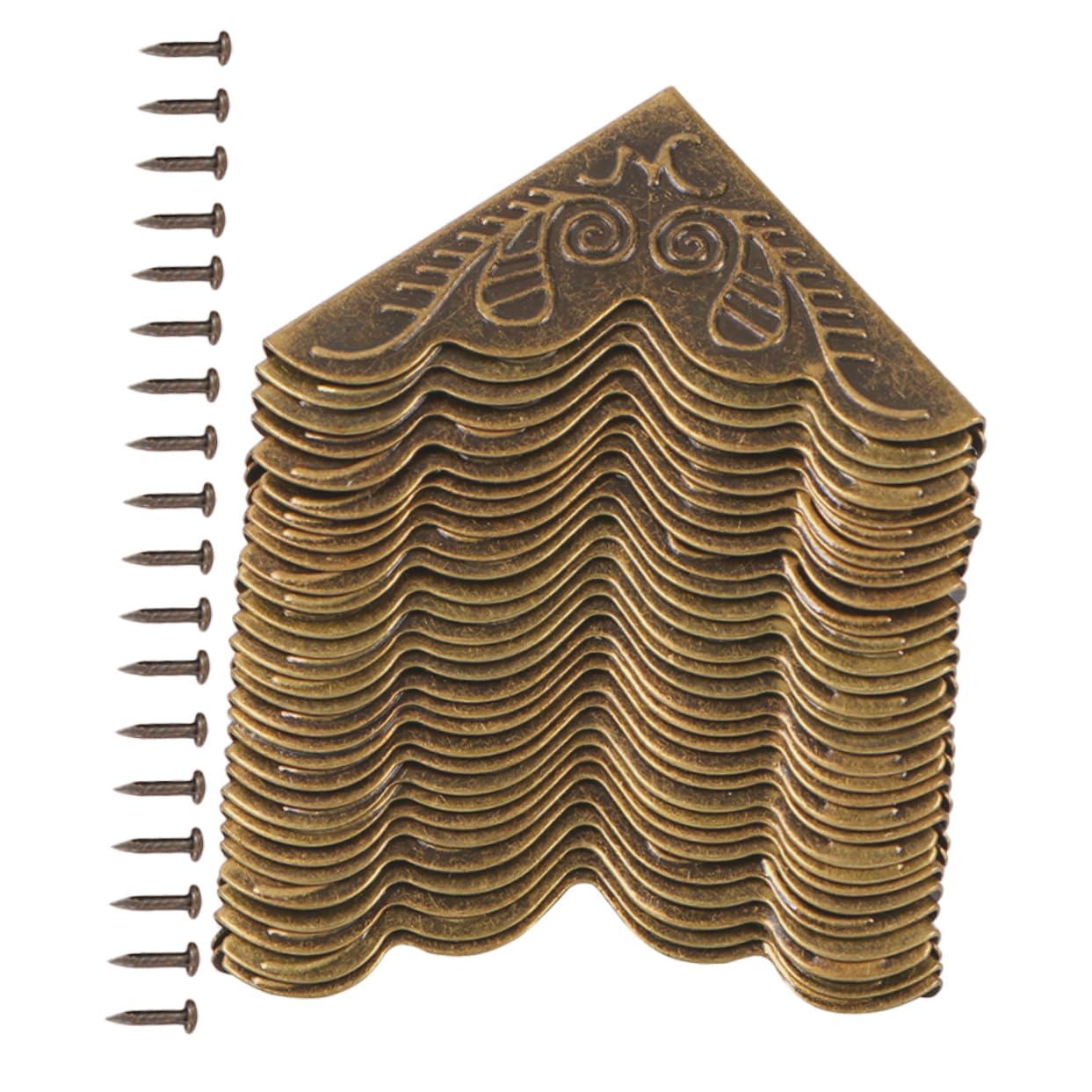 STOBAZA 40pcs Antique Box Corner Protectors Vintage Decorative Corner Brackets Guards for Jewelry Box Wooden Case Chest Table Desk Photo Frame Cabinet Furniture