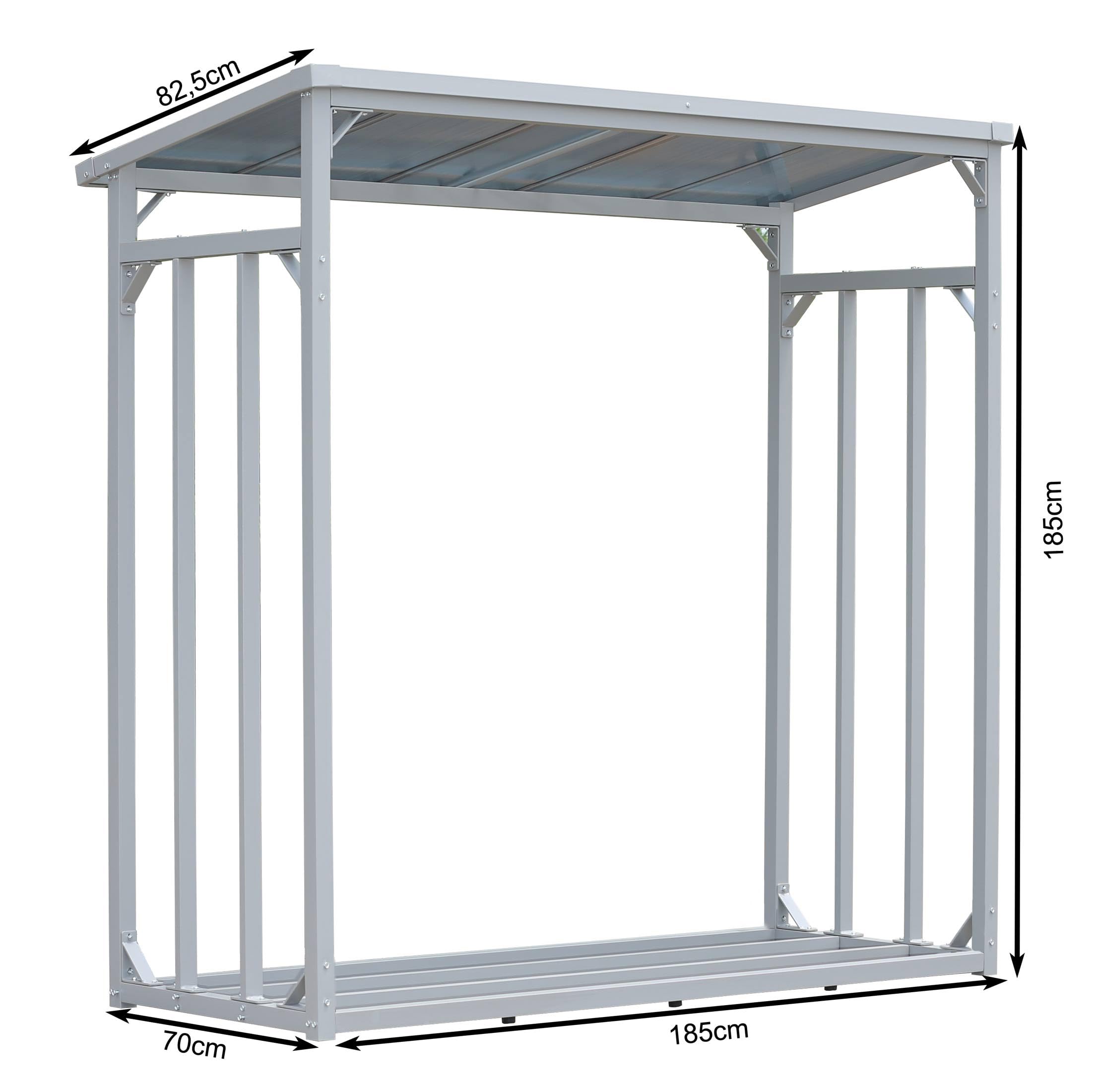 Scaffalatura in Alluminio per Legna da Ardere 185x70x185 cm 2,3 m3