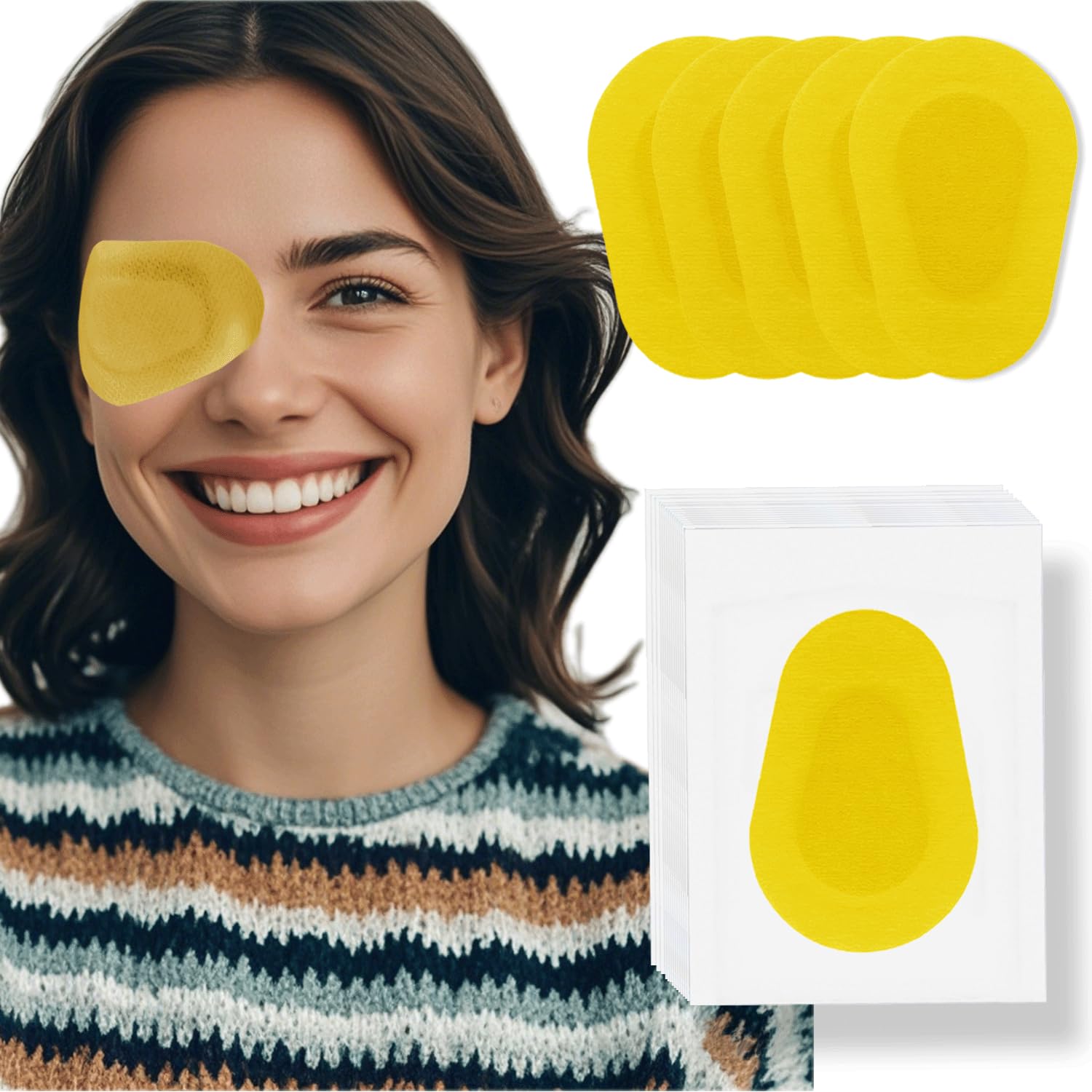 20 Pcs Adhesive Eye Patches for Kids, Medical Eye Patch Disposable Breathable Eyepatch for Amblyopia Lazy Eye Latex Free Adhesive Bandages for Children, 3.3×2.3 inches inches Yellow