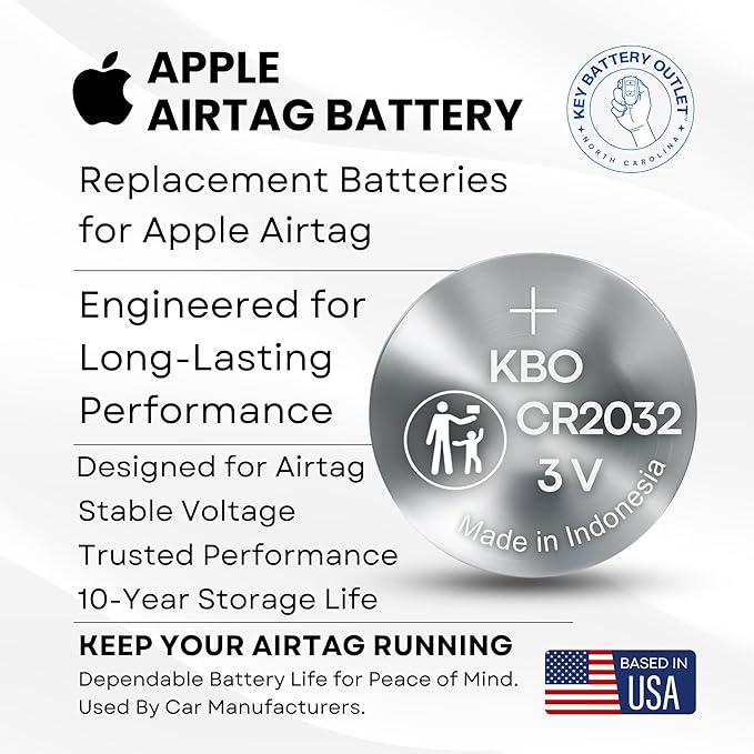 Key Battery Outlet Baterías de Repuesto para Apple AirTag - 4 Pack CR2032 Litio 3V miniatura 7