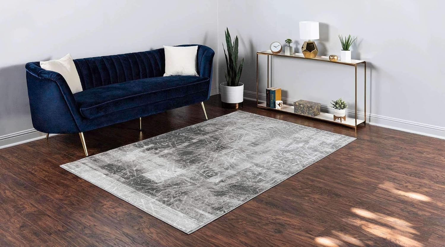 Unique Loom Sofia Collection Area Rug - Rainier (7' 1" x 10' Rectangle, Dark Gray/ Gray)