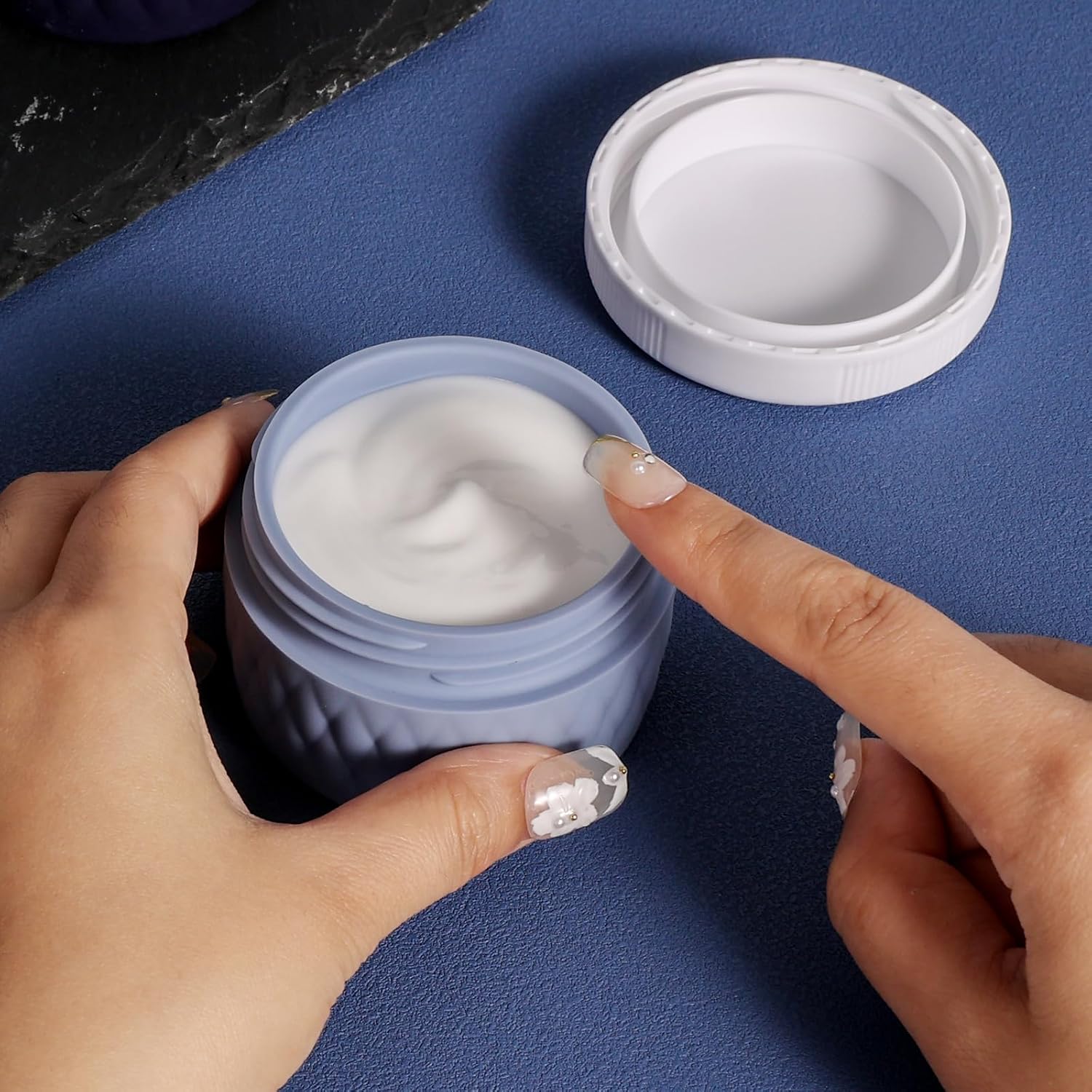 Kuangre Travel Containers for Toiletries, Silicone Cream Jars BPA-Free, TSA Approved 2oz Travel Size Containers, Leak-proof Silicone Jars with Lid for Cosmetic Face Hand Body Cream (4 Pack) image 4