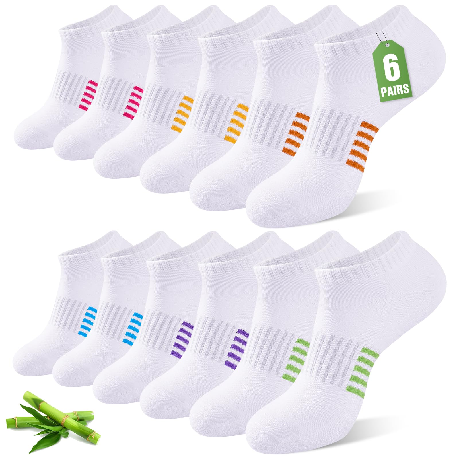 Ankle Socks for Women, 6/12 Pairs Bamboo Viscose Breathable Cushioned Moisture Wicking Athletic Running Casual Low Cut Socks - 1