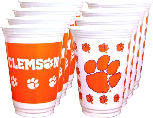 Miniatura 3 de Westrick Clemson Tigers Party Supplies - Juego de 48 piezas con licencia oficial: vasos de plástico para bebidas de 16 onzas, platos de papel de 9