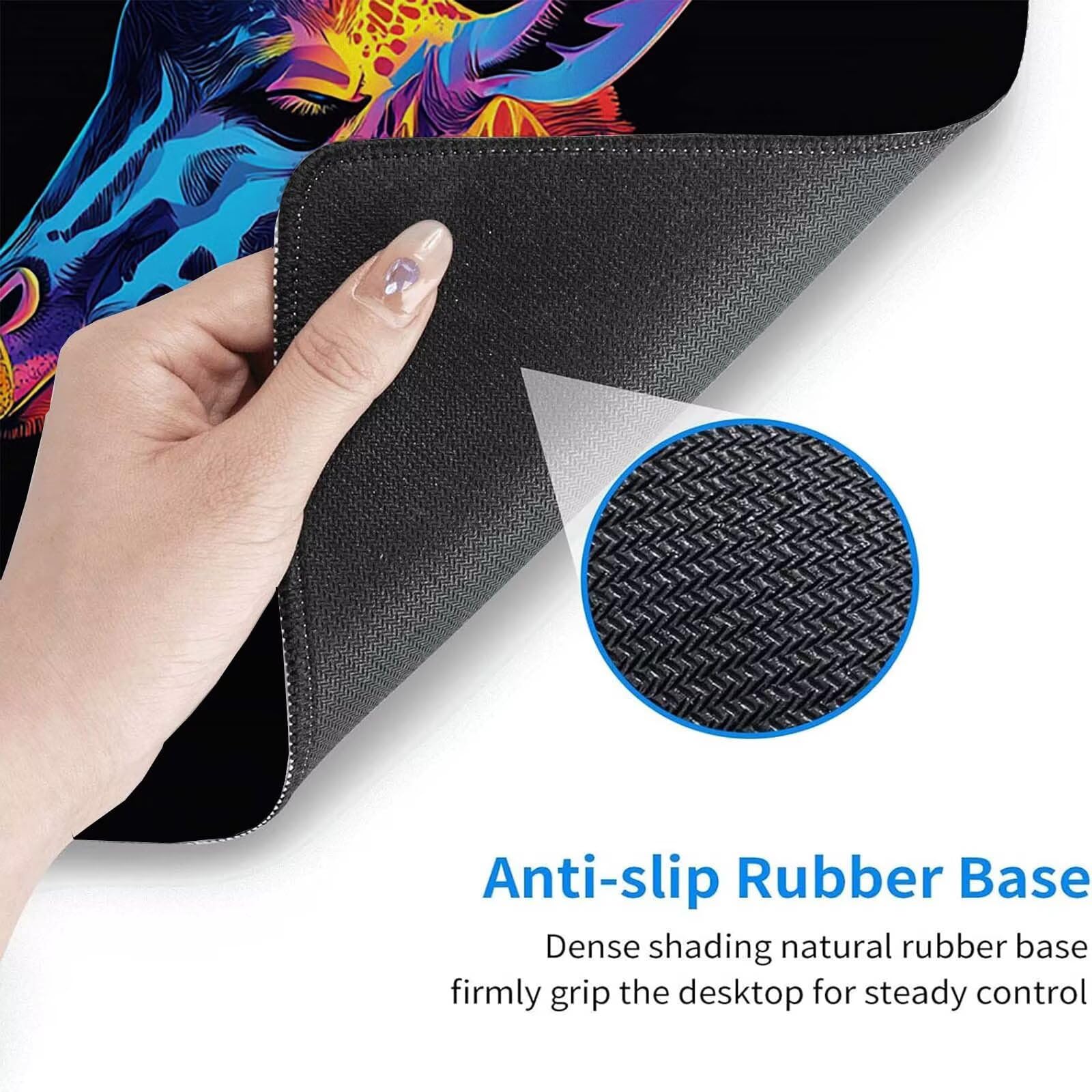 Tappetino Mouse Gaming, 1200x600mm Tappetino Mouse XXL nero 0c0-292 | Mouse Pad Grande, Ottimizzato per i Sensori da Gioco, Migliora Precisione e Velocità, per Mac e PC, giraffa