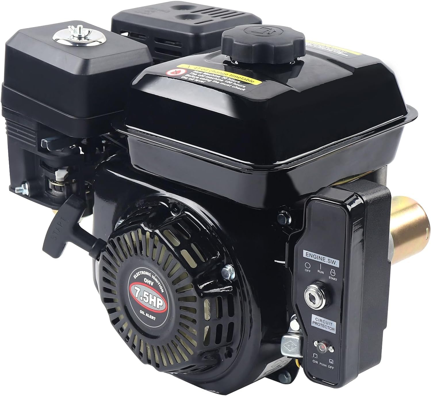 212cc 7.5HP Gas Engine, 4-Strokes Go Kart Engine w/Electric Start, Gas Engine with Forced Air Cooling, 4-Strokes Gas Engine for Mowers & Go-Kart, Compressor & Garden Tiller & Motor Pump