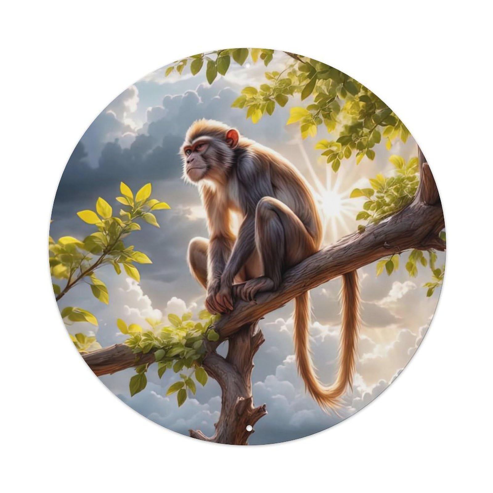 Animal Artwork Monkey Looking Into The Distance Vintage Metal Tin Sign Plaque Wall Decor for Cafe, Club Bar, Office, Garden Metal Poster 8x8Inch