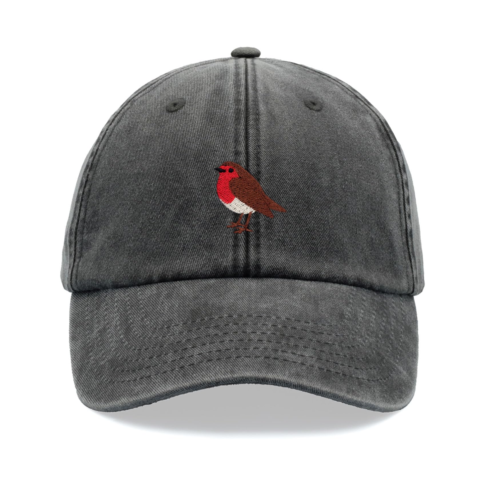 Robin Baseball Cap Vintage Washed Unisex Dad Hat Adjustable Black