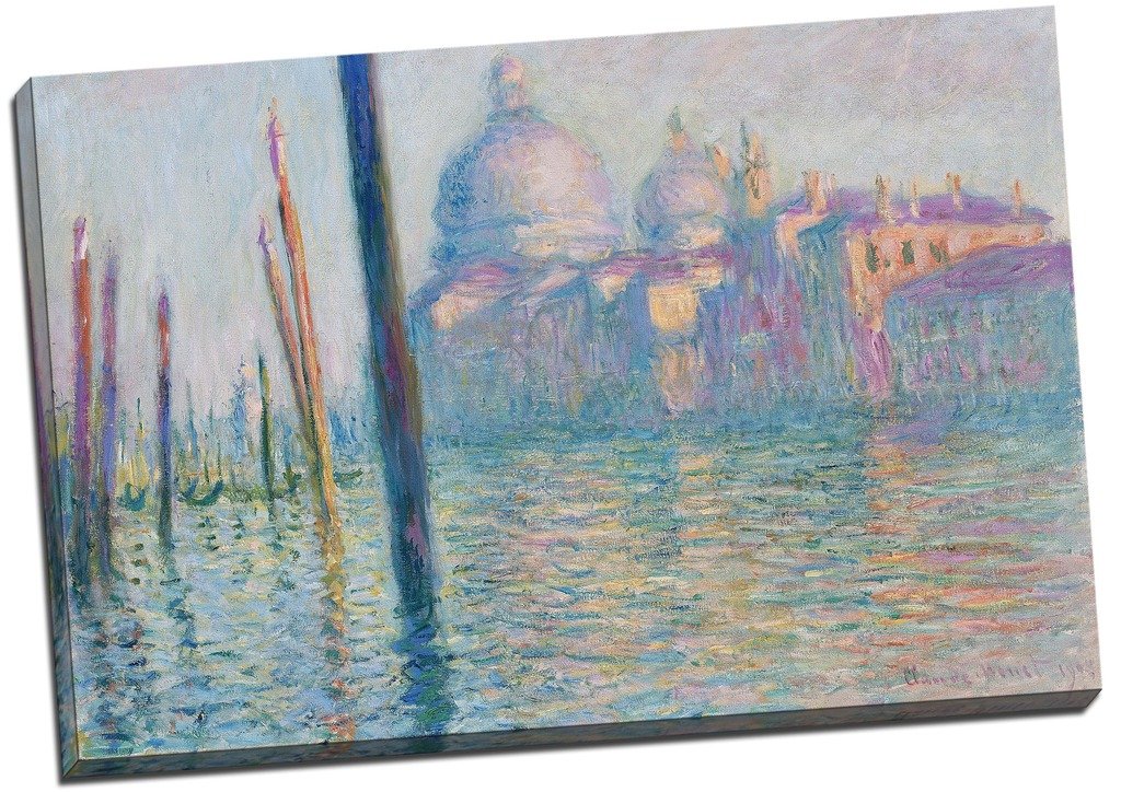 Panther Print Multi-Color Claude Monet Le Grand Canal Canvas Print Picture Wall Art Large 30X20 Inches