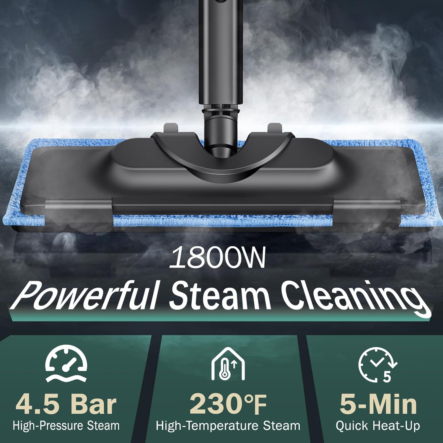 Steam Cleaner with 28 Accessories for Home, 1800W Powerful Multipurpose Steam Mop with 1.5L Tank for Floor Cleaning, Chemical-Free Heavy Duty Steamer for Cleaning Floors, Couch, Tile, Grout and Car