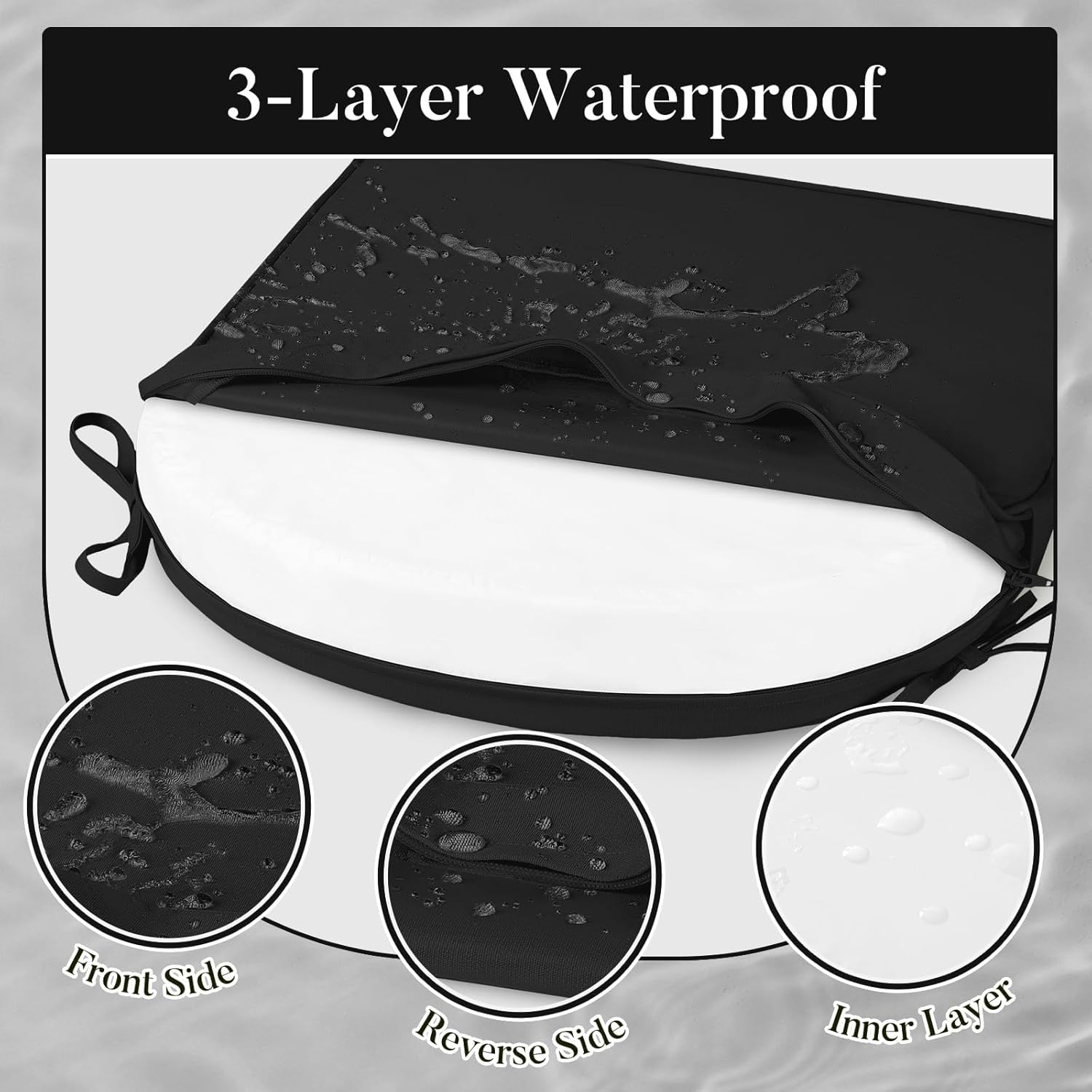 Basic Beyond Outdoor Cushions for Patio Furniture: Waterproof & UV Resistant Outdoor Chair Cushions Set of 4-19 x 19 x 3 Inch Thick Patio Chair Cushions with Adjustable Ties & Handle, Black