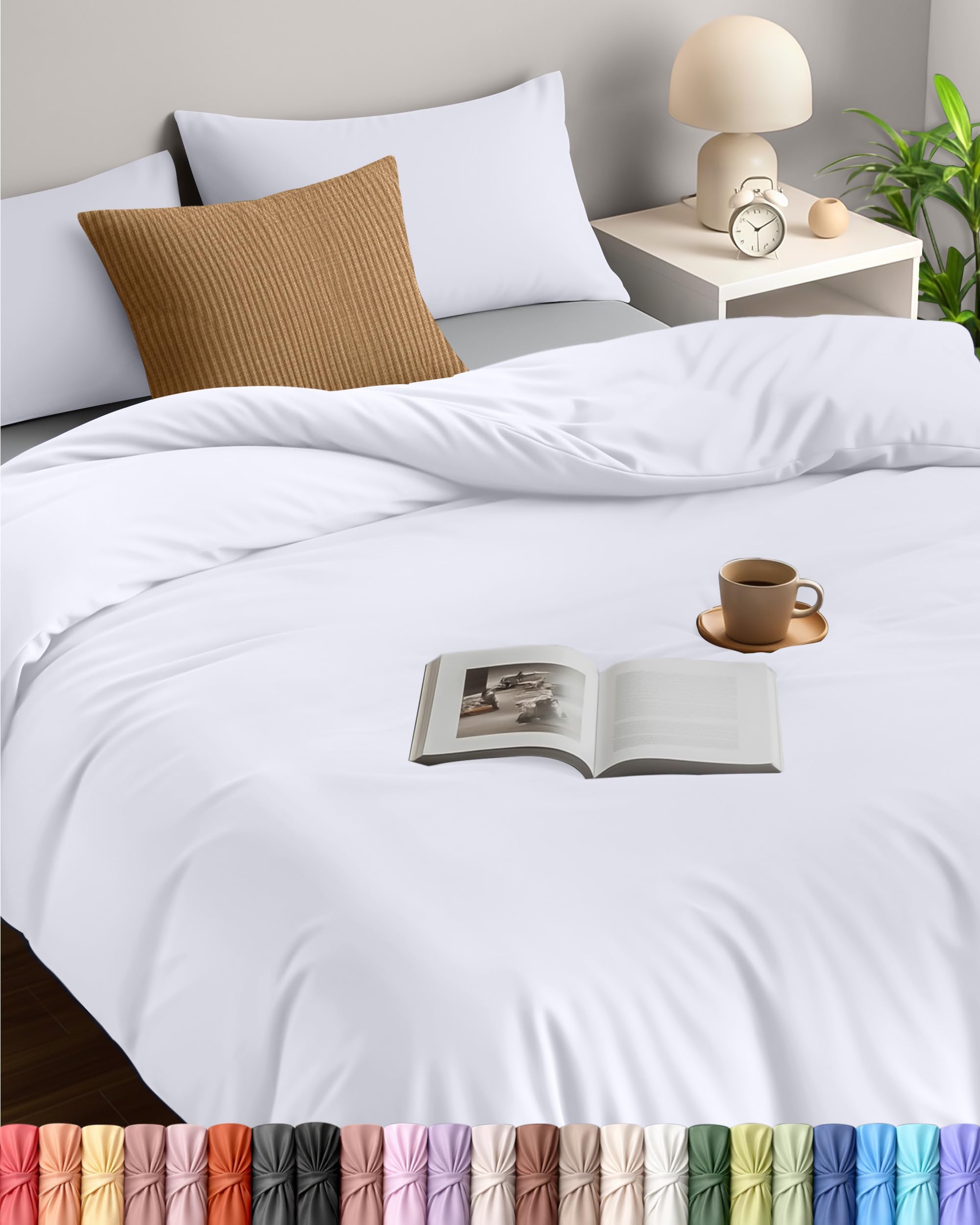 Utopia King Size Duvet Cover with Pillow cases - Soft Microfibre Polyester - Bedding Quilt Set (White)