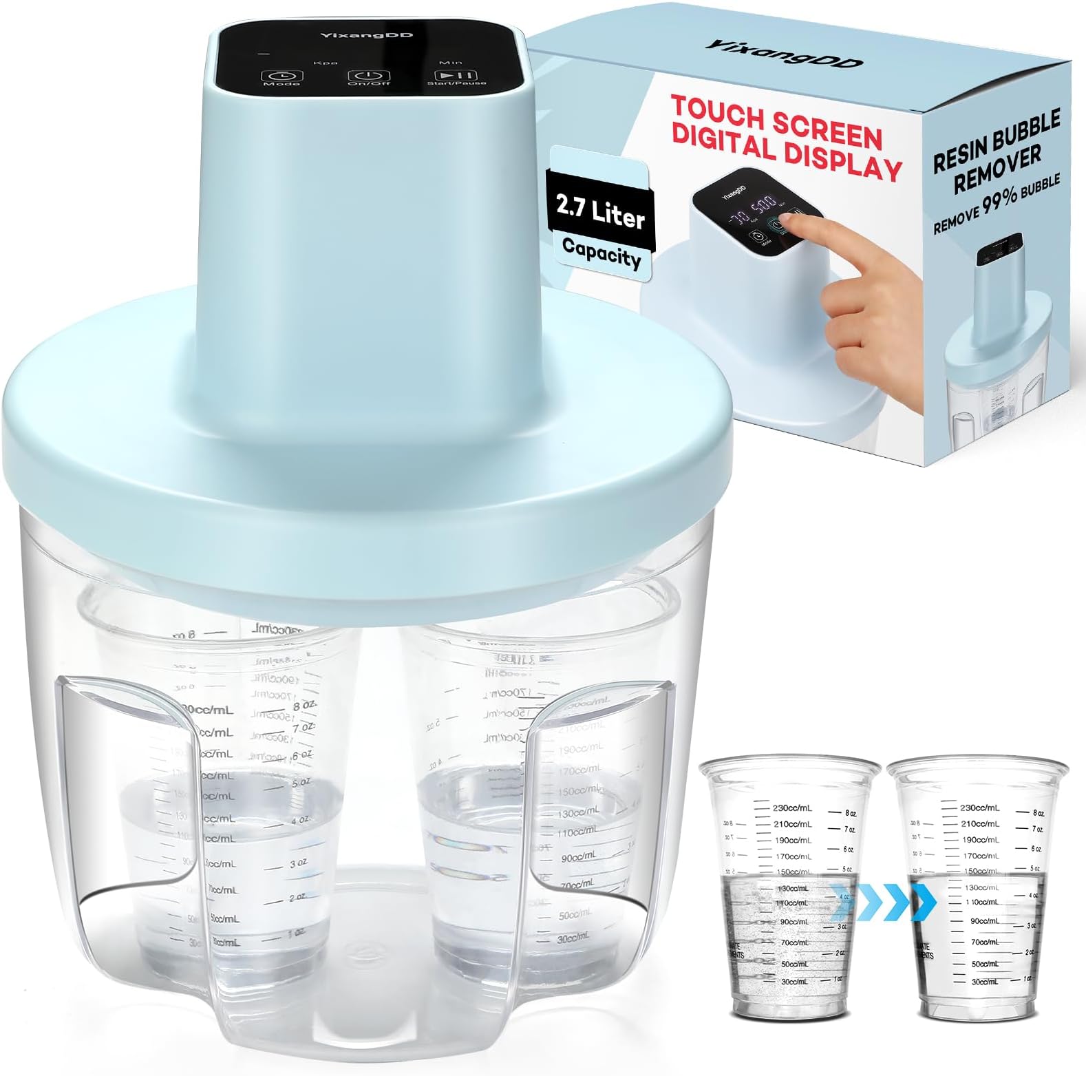 YixangDD Resin Bubble Remover,Quickly Removes 99% of Air Bubbles in 5-10 Minutes,96kPa Vacuum Degassing Chamber,Resin Bubble Remover Machine for Epoxy Resin Artwork,Crafts(Patent Pending)