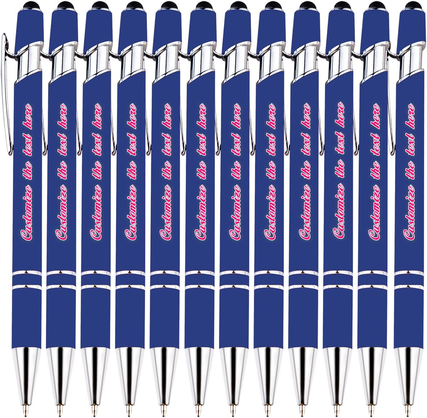 Personalized Multi-Function Ballpoint Pens, Compatible with Most Touchscreen Devices, Personalized Blue Ballpoint Pen, Visually Attractive, Custom Ballpoint Pen with Company Name, Logo and Url, 36PCS