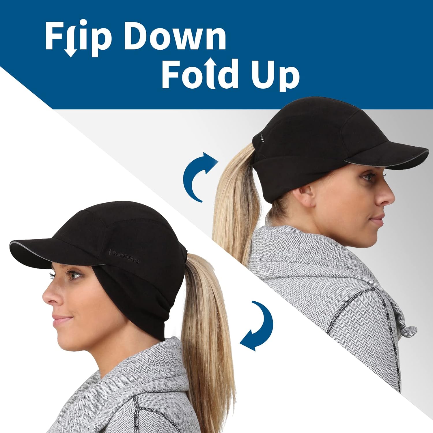 TrailHeads Fleece Ponytail Hat for Women – Trailblazer Reflective Winter Hat with Ponytail Hole for Workouts - Image 4