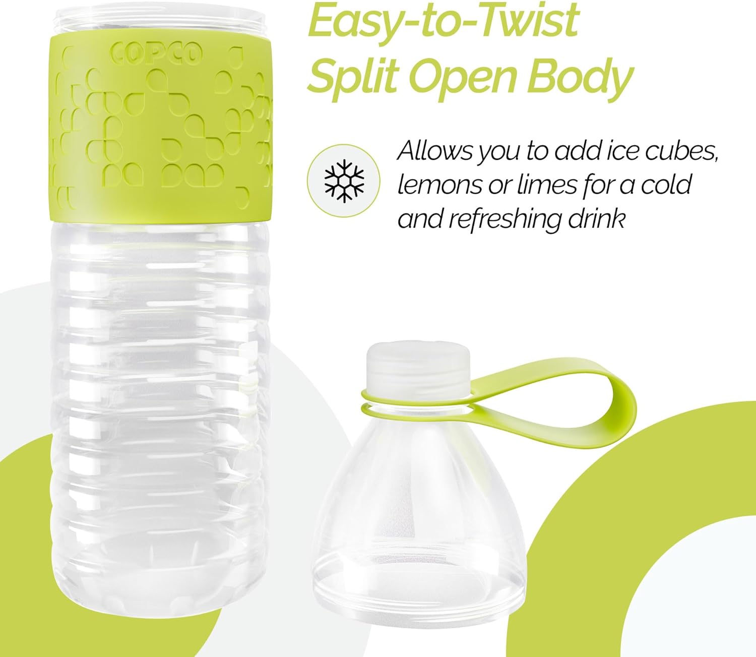 Copco Hydra 20 oz Tritan Water Bottle with Spill Resistant Lid & Non-Slip Sleeve - BPA-Free, Dishwasher Safe, Fits in Cup Holders, Great for Gym, Travel, Office - Durable & Lightweight (Green)
