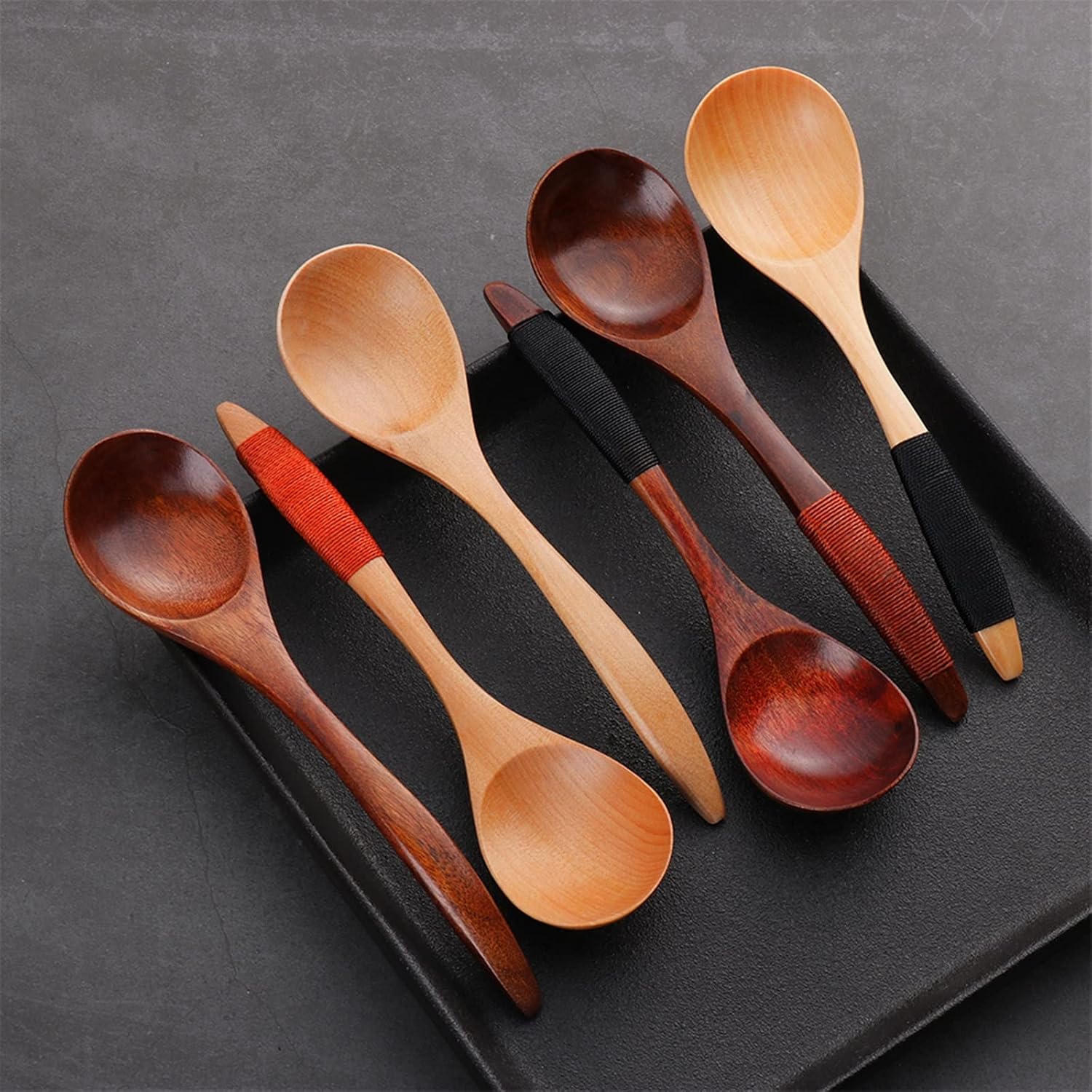 MaGiLL Teaspoons Natural Solid Wooden Spoon Soup Scoop Wood Tableware Porridge Dessert Teaspoon Kitchen Cooking Utensil