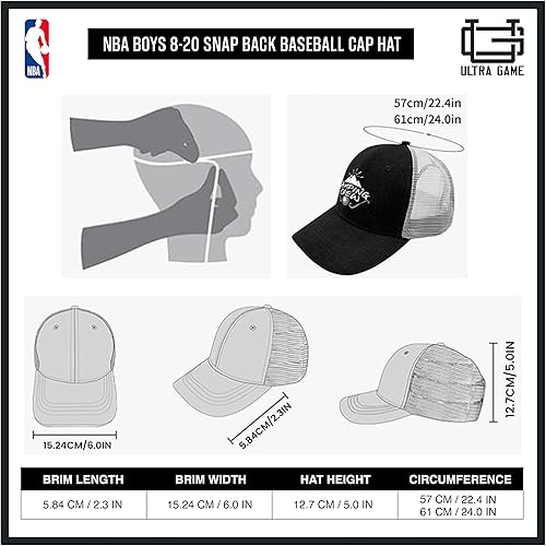 Miniatura 6 de Ultra Game NBA Boys 8-20 Snap Back 3D Embroidered Team Logo Baseball Cap Hat