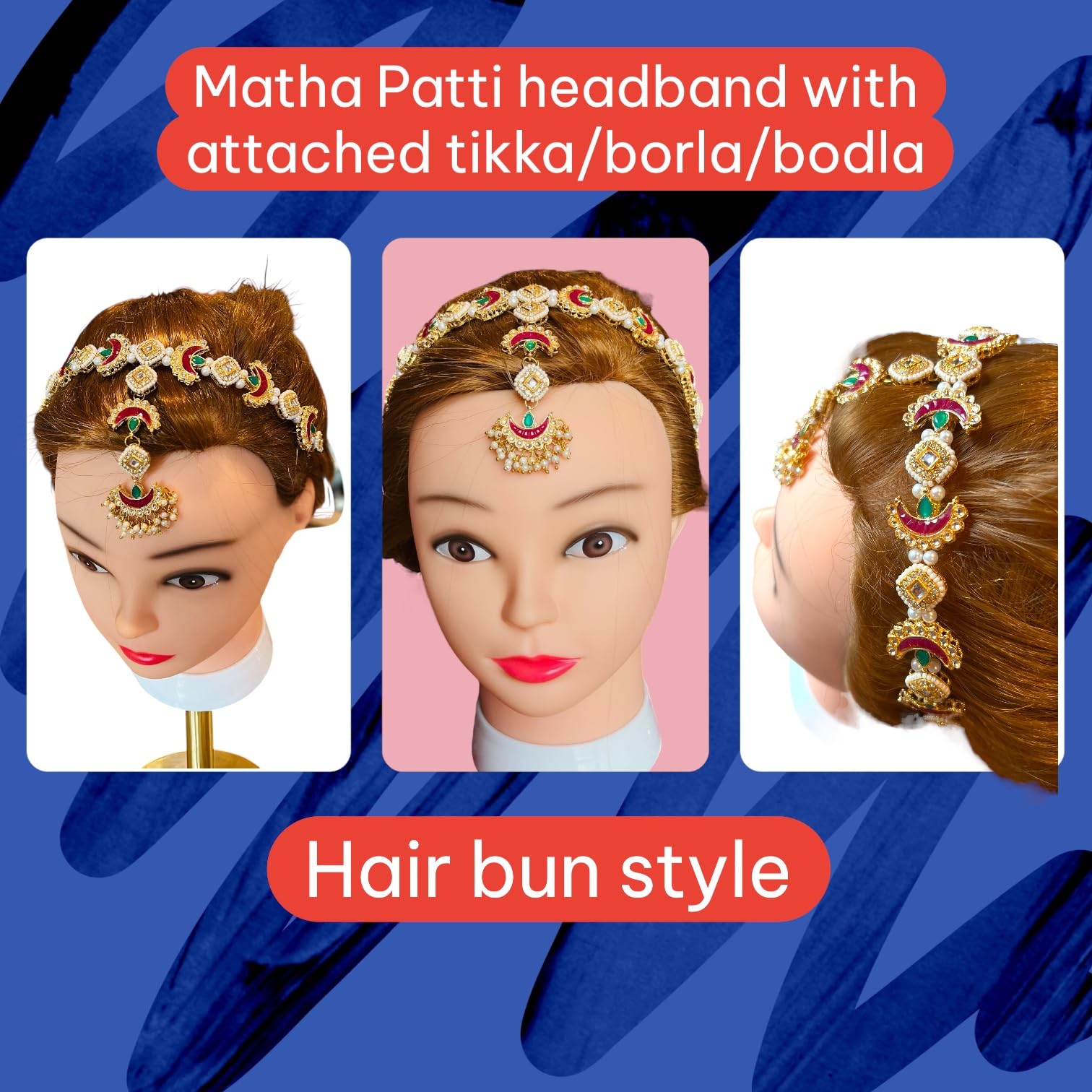 Kundan Headband Sabyasachi Inspired Indian Hairband with  display picture 3