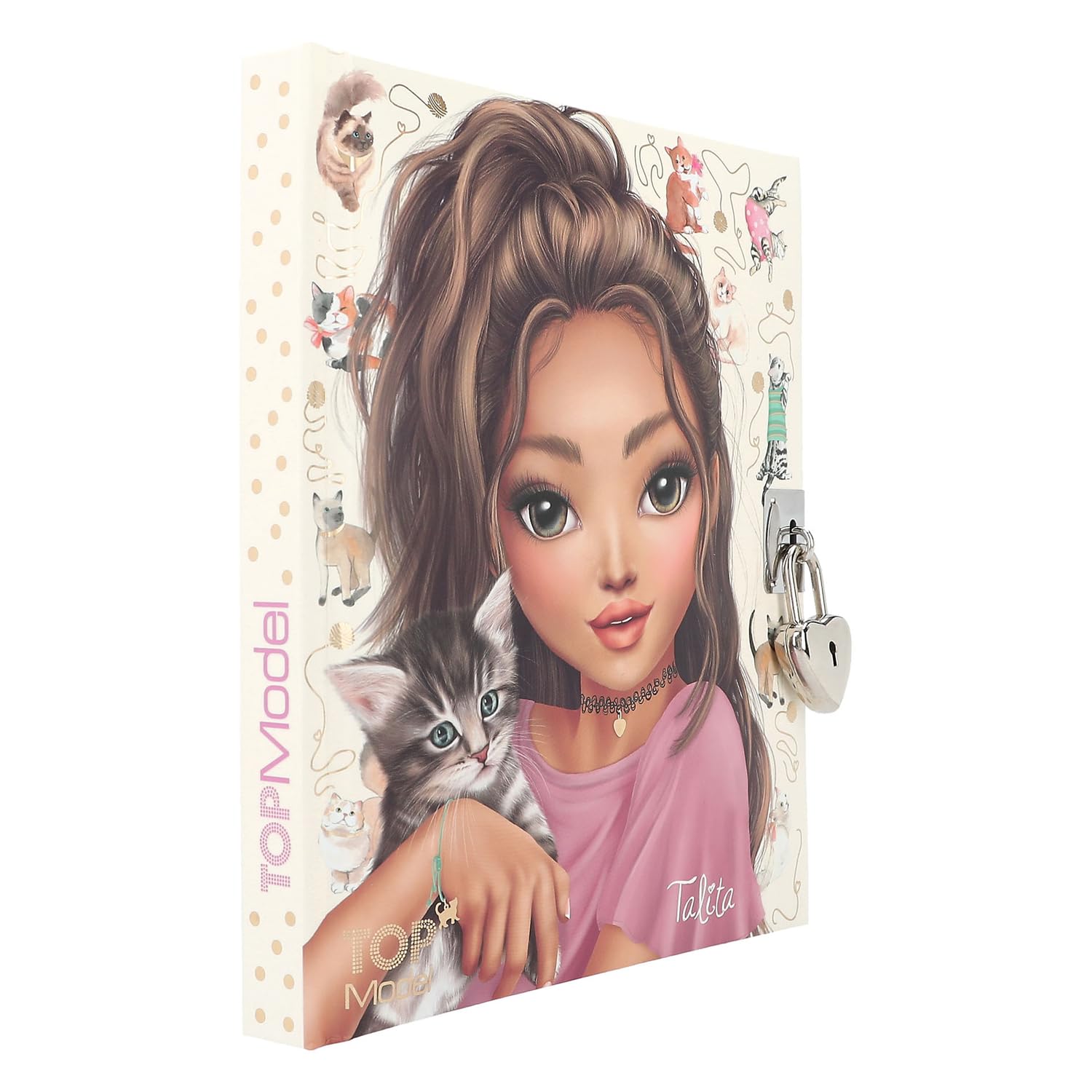 Depesche 12957 TOPModel Kitty And Doggy Journal Intime – 192 Pages Lignées Avec Cadenas Cœur – 18,5 X 15,5 Cm