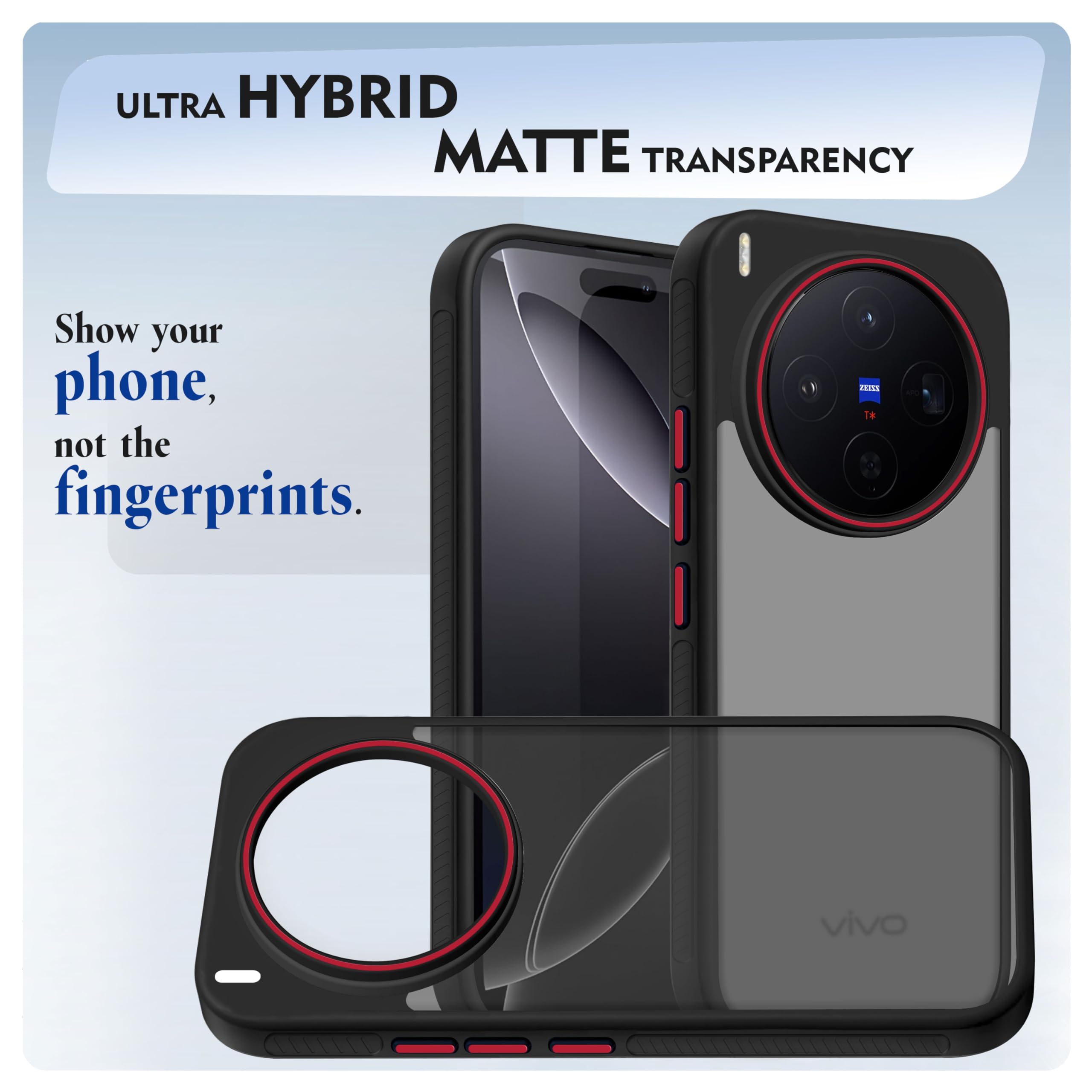 V-TAN Back Cover Vivo X300 5G, Matte Finish Transparent Case, TPU, Camera Protective Shockproof Cover (Black) — Amazon image 5
